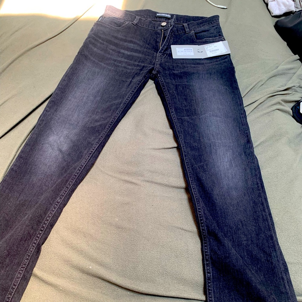 balenciaga black washed jeans (hemmed bottoms)